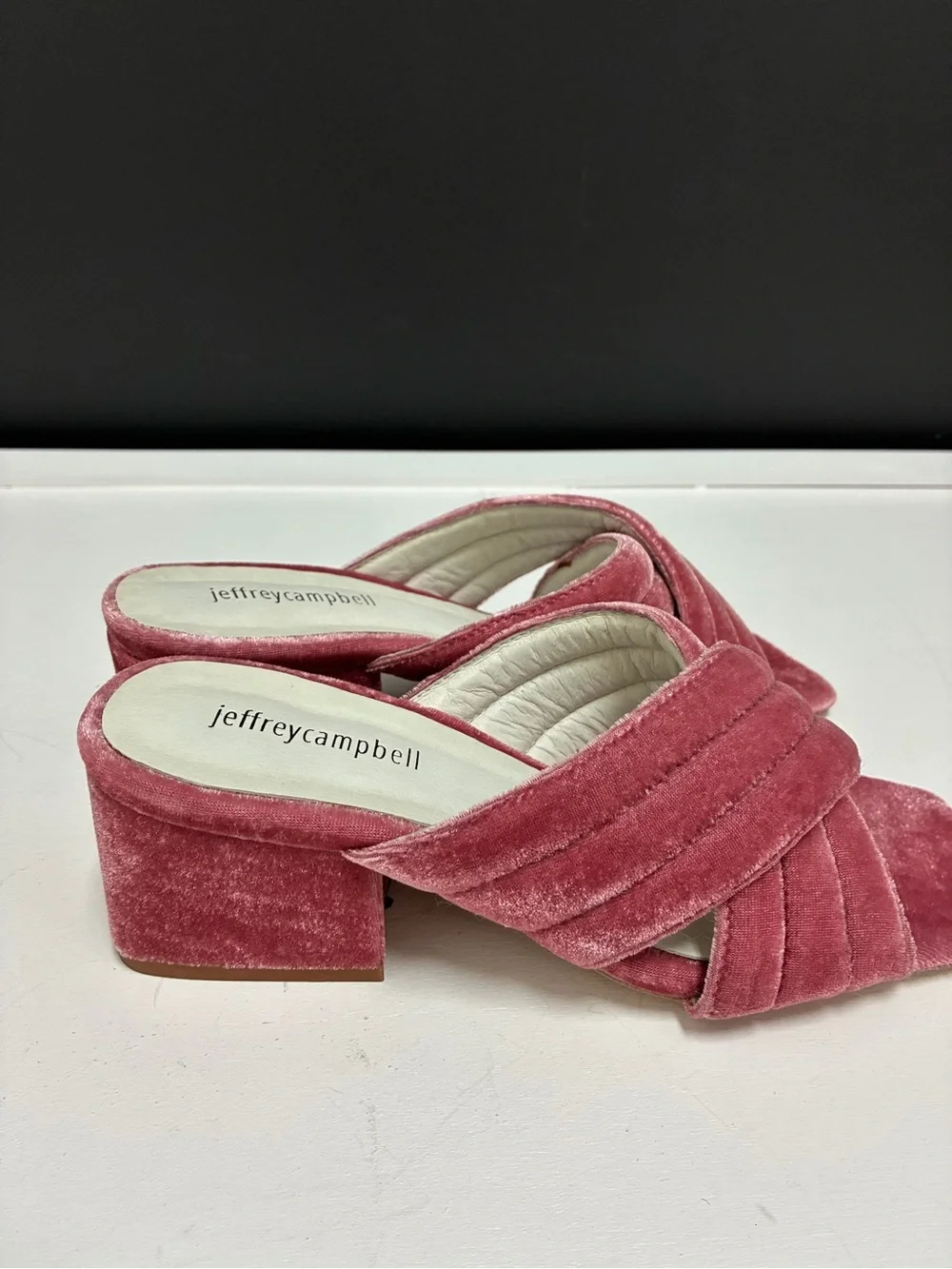 Jeffrey Campbell NWT Rose Velvet Crisscross Block Heel Slide